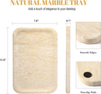 Koville Marble Tray, 12"x8" Marble Vanity Tray for Bathroom Kitchen Countertop, Rectangular Stone Tray for Cosmetics Perfume Trinket, Decorative Catchall Trays (Beige)