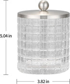 Glass Jar with Metal Lid for Bathroom Organization, Clear Apothecary Jar for Cotton Balls, Q Tips, and Small Accessories, Stylish Bathroom Storage Container Clear, Nickel