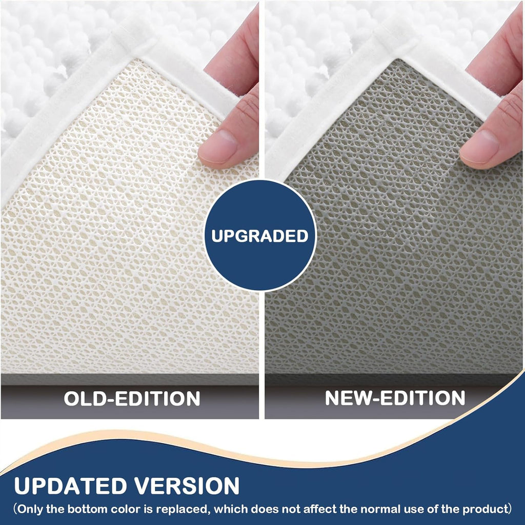 Arotive Luxury Chenille Bathroom Rug Mat, Extra Soft Thick Absorbent Shaggy Bath Rugs, Non-Slip Machine Wash Dry, Plush Bath Mats for Bathroom, Shower and Tub, 47x32, White