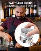 54mm Coffee Dosing Funnel, Hands-Free Aluminum Dosing Ring & 53.5mm Stainless Steel Puck Screen, Espresso Accessories suitable for 54mm Breville Barista Portafilters, with Grinding Trigger