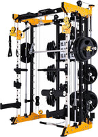 Altas Strength 3059 Smith Machine Home Gym Equipment with 1000 lbs Weight Capacity 2000 lbs Cables Strength Training Power Cages for Squats Presses Lunges Deadlifts Easy Assembly Included Accessories