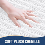 Arotive Luxury Chenille Bathroom Rug Mat, Extra Soft Thick Absorbent Shaggy Bath Rugs, Non-Slip Machine Wash Dry, Plush Bath Mats for Bathroom, Shower and Tub, 24x16, White