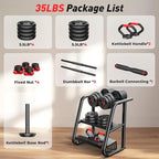 Adjustable dumbbell set,20/35/45/55/70/90lbs Free Weights set with upgraded nut, 4 in 1 Weight Set Used as Kettlebells, Barbell, Push up Stand, Fitness Exercise for Home Gym Suitable Men/Women