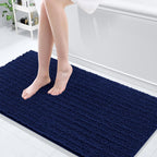 Arotive Luxury Chenille Bathroom Rug Mat, Extra Soft Thick Absorbent Shaggy Bath Rugs, Non-Slip Machine Wash Dry, Plush Bath Mats for Bathroom, Shower and Tub, 60x24, Navy