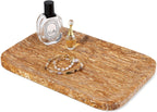 Natural Marble Vanity Tray, 11.8" Travertine/Stone Bathroom Tray Countertop, Golden Stone for Perfume Jewelry Holder, Decorative Dresser Organizer, Storage for Kitchen Sink(Walnut Traver)