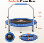 BCAN 40/48" Foldable Mini Trampoline Max Load 330lbs/440lbs, Fitness Rebounder with Adjustable Foam Handle, Exercise Trampoline for Adults Indoor/Garden Workout