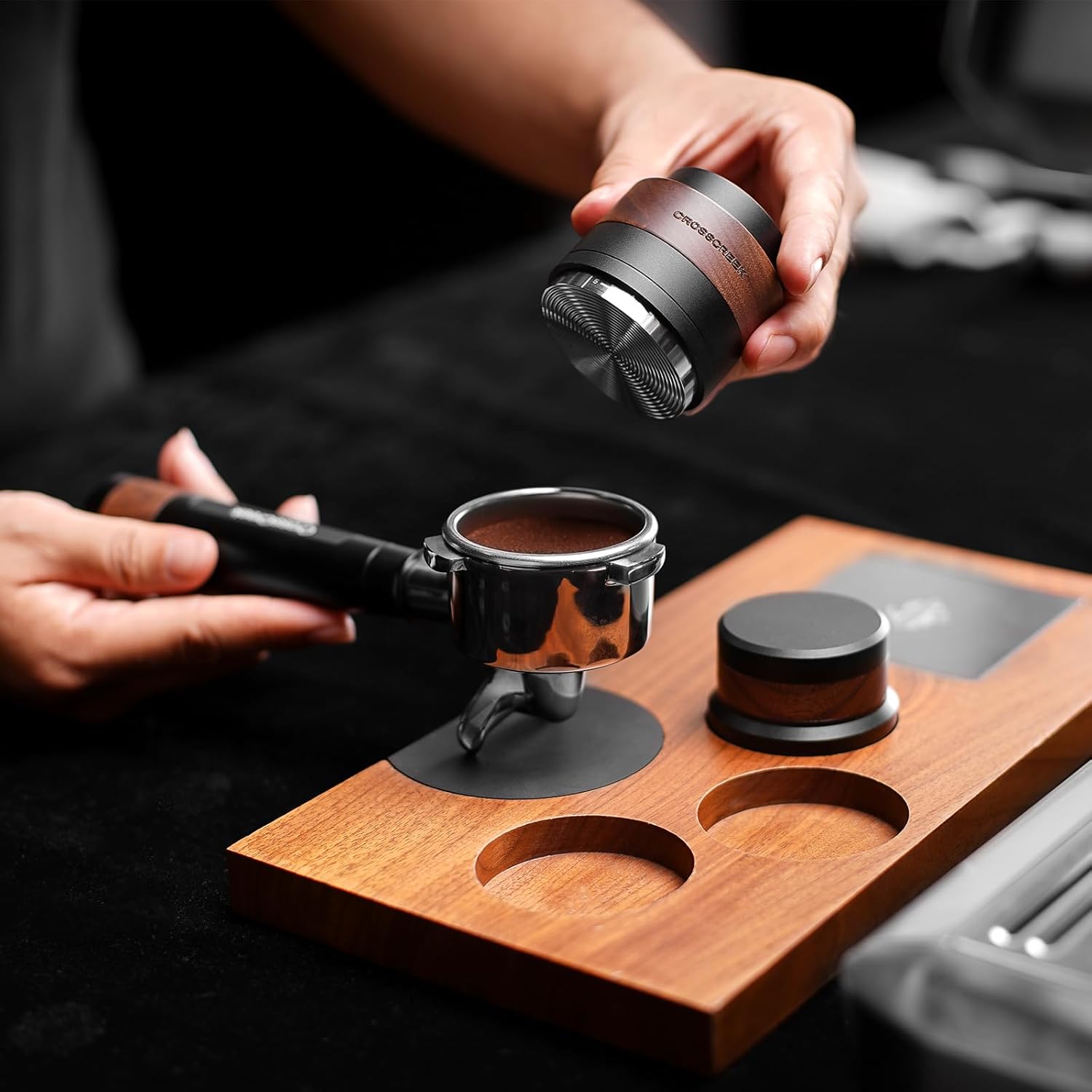 54mm Espresso Double Spouts Portafilter with 3 Ear | Stainless Steel Basket and Black Aluminum Alloy Handle | Fits 54mm Breville/Sage Barista Espresso Machine | Espresso Accessories