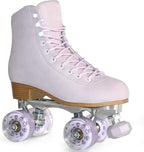Roller Skates for Women or Men with Height Adjustable Rubber Stoppers Retro Suede Quad Roller Skates for Outdoor and Indoor
