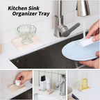 Silicone Kitchen Sink Organizer Tray for Multiple Usage,Easy Clean Sponges Holder for Kitchen Bathroom Counter or Sink,Dish Soap Dispenser,Scrubber,Bottle,Cup Tapioca 4.9”x 3.2”
