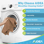 AIDEA Microfiber Cleaning Cloth-12PK, Soft Microfiber Towels for Cars, Absorbent Cleaning Rags, Lint-Free Streak-Free Wash Cloths for House, Kitchen, Window(12in.x12in), Brown