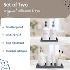 Countertop and Vanity Tray - 2 PC (11” and 7”) Shatterproof Silicone Kitchen and Bathroom Trays for Counter, Kitchen Soap Dispenser Tray, Vanity Trays for Bathroom, Perfume Key Tray
