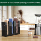 Disposable Coffee Cup Dispenser with Handles, Countertop or Wall Mount Hot/Cold Drink Cup and Lid Holder - Bathroom/Kitchen/Office Acrylic Cup Lid Storage Organizer (3 Compartments, Black)