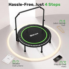 BCAN 40"/48" Rebounder Trampoline for Adult, 450/550LBS Fitness Trampoline with Bungees, Adjustable Handle, Stable & Quiet, Indoor Outdoor, Whole-Body Workout & Relaxation at Home for Women/Men