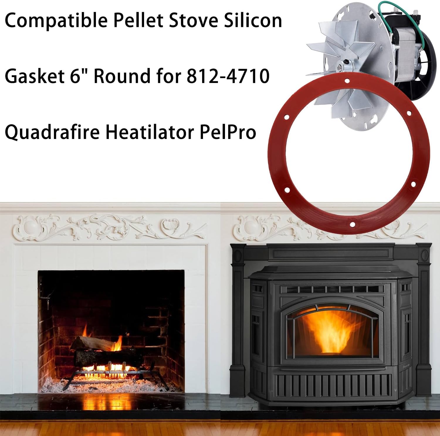6 Inch Gasket Compatible with Quadrafire Heatilator 812-4710 PelPro Round Silicone Exhaust Fan Combustion Motor Gasket