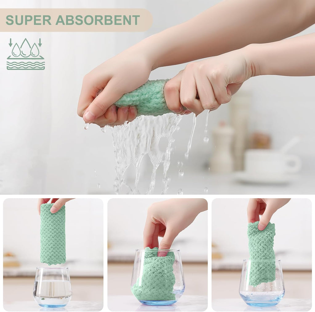 Homaxy 12 Pack Kitchen Dish Cloths, Ultra Soft and Absorbent Dish Towels, Reusable Fast Drying Microfiber Cleaning Cloth, Coral Velvet No-lint Cleaning Rags, 10 x 10 inches, Mix Color