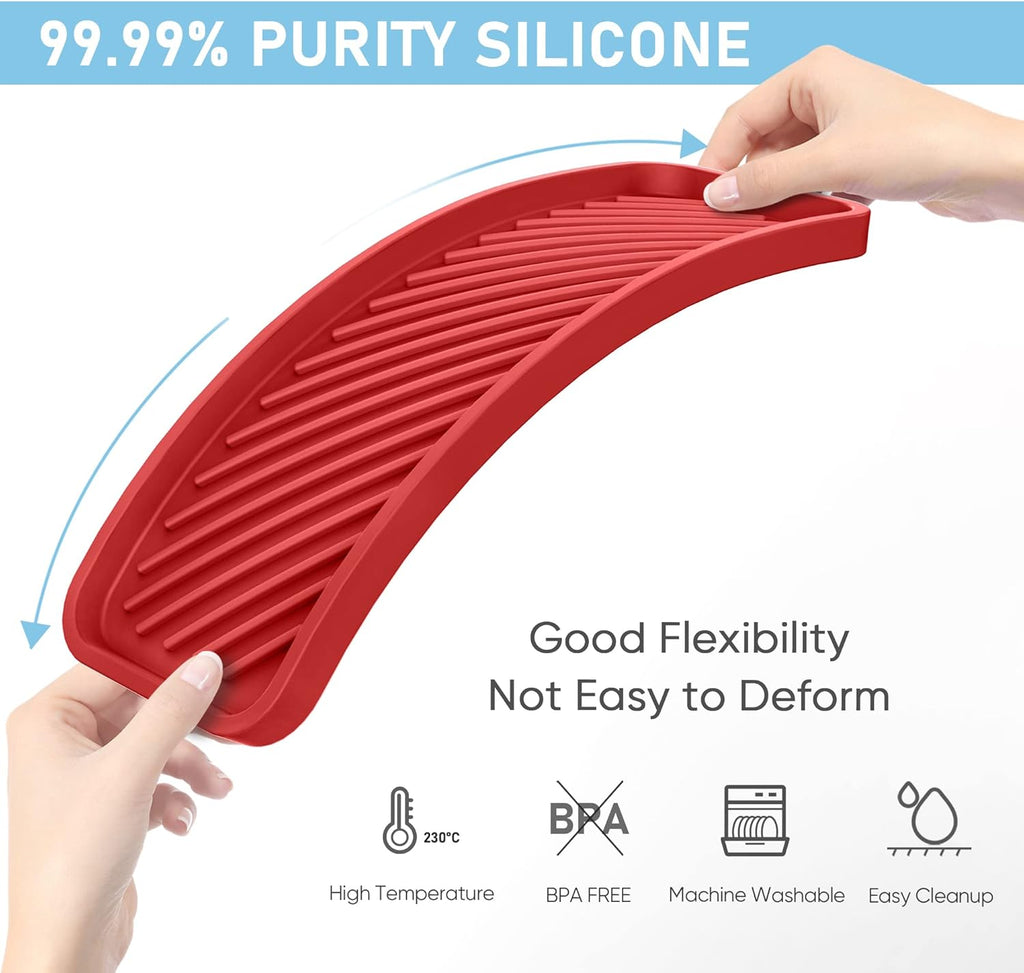 EG-SIPRO Kitchen Sink Organizer Tray,Sponge Holder for Kitchen Sink Bathroom Counter Tray Sponge Caddy Silicone Soap Holder for Soap dispenser, Bottle, Dishwashing Accessories(2-pack)