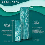 Oceanfoam Tidal Roller - Jade & Seafoam Marbled - Muscle Massage Foam Roller for Back Pain & Stretching - Firm and Ergonomic Wide Wave Textured - Yoga, Athletics, & Wellness - Full Size, 20" x 5"
