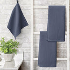 Artoid Mode 100% Cotton Dark Grey Waffle Weave Kitchen Dish Cloths, 13x28 Inch Ultra Soft Absorbent Quick Drying Kitchen Dish Towels Set of 4