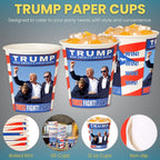 Smygoods Trump Design Disposable Paper Coffee Cups (12 OZ, 50 Count) For Hot Beverages, Tea, Espresso, Cocoa - To Go Drink Containers, Café & Office