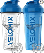 '-2 Pack- 28 oz Protein Shaker Bottles for Protein Mixes - 2x Wire Whisk | Leak Proof Shaker Cups for Protein Shakes | Protein Shaker Bottle Pack | Shakers for Protein Shakes-Blue&Transparent