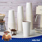 JOLLY CHEF 180 Count 16 oz Coffee Cups, White Drinking Paper Cups for Coffee, Water, Juice, or Tea, Suitable for Party, Picnic, Travel, and Events