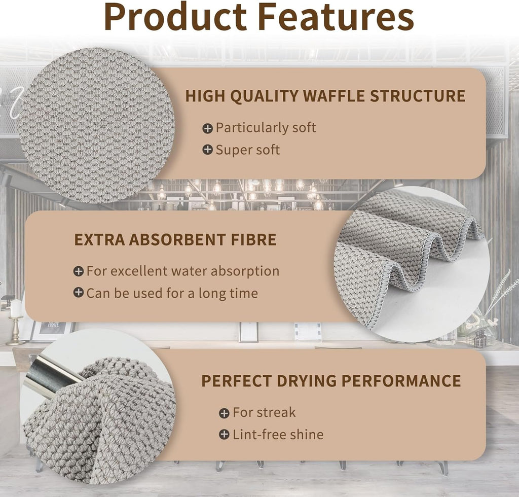 3Packs Coffee Cleaning Cloths, Barista Microfiber Cloths, Highly Absorbent, Quick-Drying, Odor-Free, Suitable for Coffee Accessories and Espresso Machine Cleaning(12"x12")