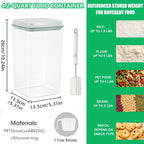 Airtight Flour Rice Storage Container with Pop-up Lid - 4.2 Qt Crystal-Clear Plastic Spaghetti Container, Tall and Slim Food Storage Bin Fit for Kitchen Pantry Organization