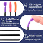OIIKI 12 pcs Crevice Cleaning Brushes, Silicone Nook and Cranny Sewing Machine Cleaning Brushes, Tiny Cleaning Brushes for Small Crevices, Machine Gaps, Computer Keyboards (Orange, Purple, Red)