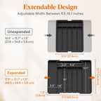 Lifewit Silverware Drawer Organizer, Expandable from 11 to 18 inches, Utensil Tray for Kitchen, BPA Free Flatware Cutlery Holder, Adjustable Plastic Storage for Spoons Forks Knives, Large, Black