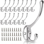 Wall Hooks for Hanging, 15-Pack Heavy Duty Metal Coat Hooks, for Living Room, Bathroom, Kitchen, Bedroom for Towel, Hat, Key, Closet, Bag (Silver)