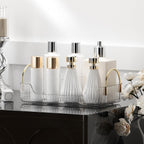 YCIA&DONE Bathroom Organizer Countertop, Makeup Storage, Skincare Cosmetic Tray Shelf, Perfume Holder Rack for Vanity Counter, Large Capacity, Easy to Install, Clean, 1 Tier, Clear White