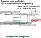 DINDON Pull Out Cabinet Organizer (14" W X 21" D), Cabinet Pull Out Shelves, 2 Tier Pull Out Drawers for Kitchen Cabinets, Wire Basket Slide Out Shelf for Cabinet Organization in Kitchen, Pantry