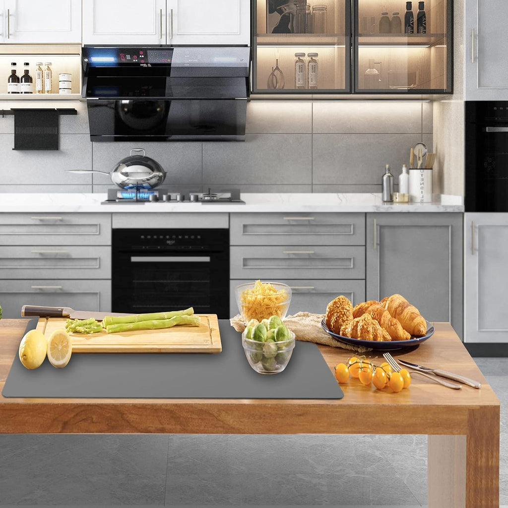 Ewen 31.6x23.5in Heat Resistant Mats for Countertop, 2mm Thick Extra Large Silicone Countertop Protector Mat for Baking Appliances Air Fryer Coffee Maker Kitchen Table Workbench Art Crafts Pad Gray