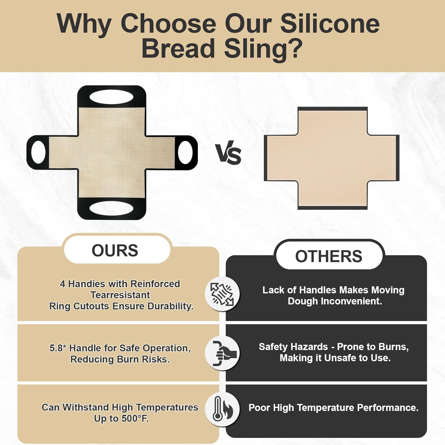 2 Pack Silicone Bread Loaf Pan Liners with Handles, Non-Stick& Easy Clean Baking Sling for 9x5 or 1.5lb Pans, Reusable Silicone Bread Sling with Storage Straps