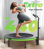 BCAN 40"/48" Foldable Mini Trampoline, Rebounder Trampoline for Adults, U/T Shape Adjustable Foam Handle, Exercise Rebounder for Adults Indoor/Garden Workout, Max Load 330lbs/440lbs