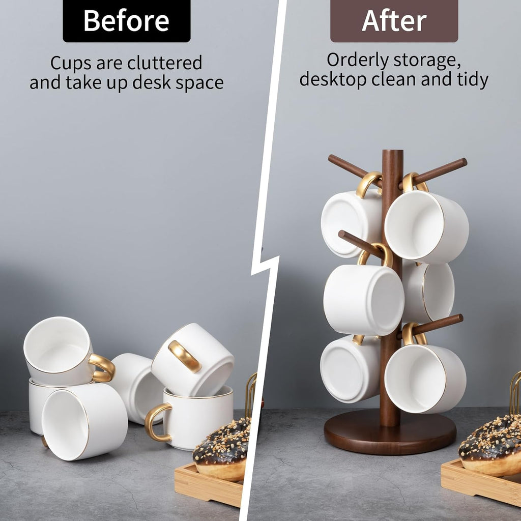 MyLifeUNIT Mug Holder Tree, Coffee Cup Holder with 6 Hooks (Brown)