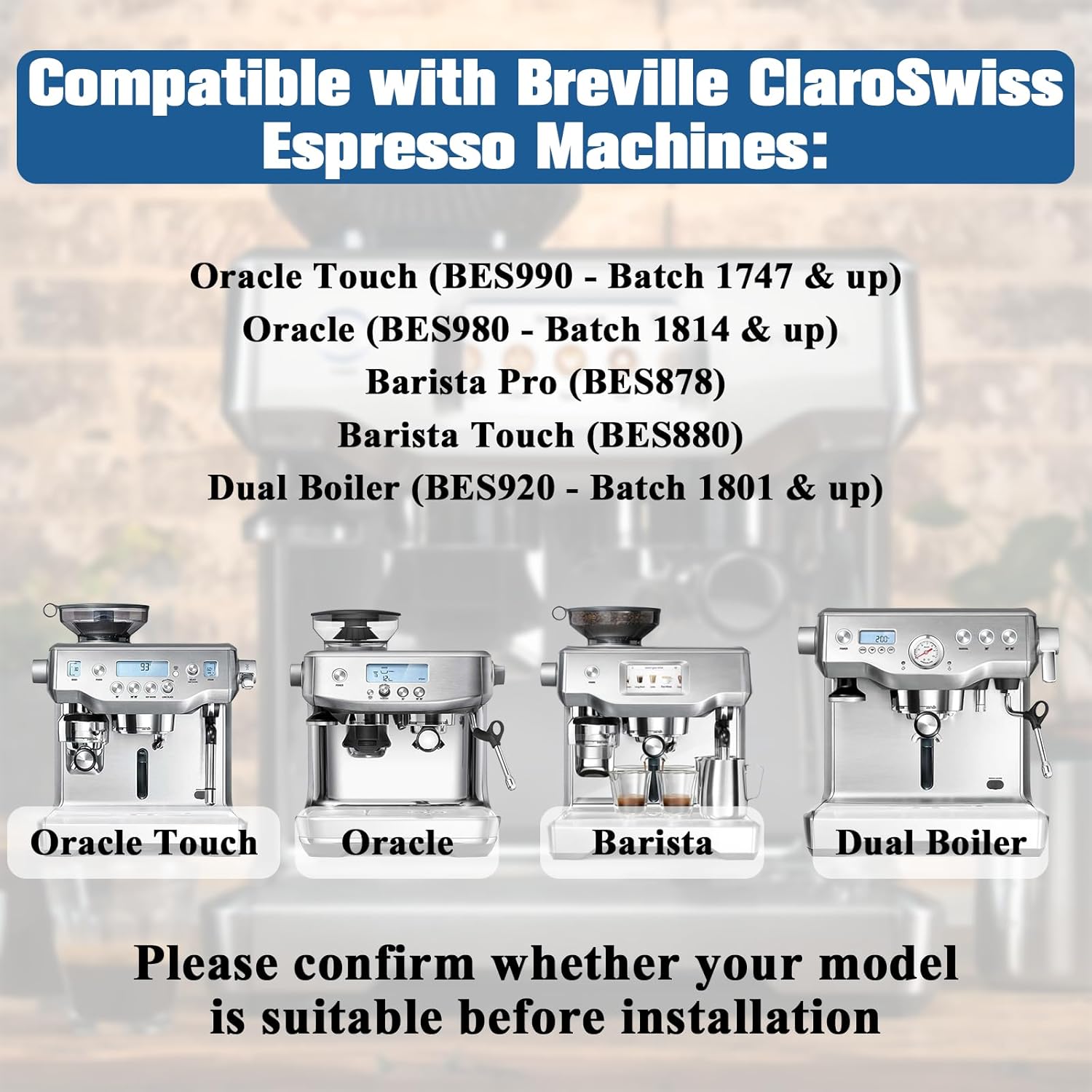 8 Pack Replacement Water Filter for Breville Espresso Machine Barista Touch Bes880, Barista Pro BES878, Oracle Touch BES990, Oracle BES980, Dual Boiler BES920 Bambino ClaroSwiss Sage by Funmit