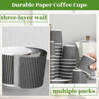 Yaomiao 200 Pcs 4 oz Disposable Espresso Coffee Cups Ripple Corrugated Paper Insulated Hot Cups for Party Cold Drinks Hot Beverage Tea(Gray)
