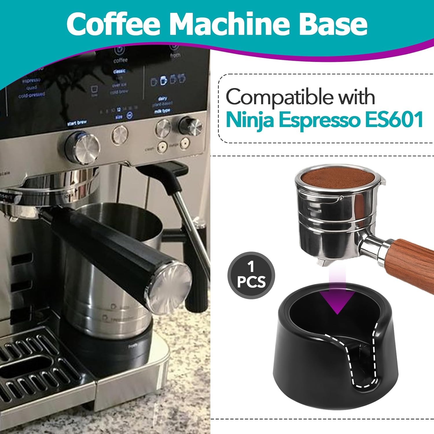 Coffee Tamper Base for Ninja Espresso ES601, Compatible with Handheld Portafilters Espresso, Protect the Countertop, Press Evenly, Tamper Tools for Ninja Espresso Coffee Machines