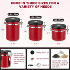 ShanSon Coffee Canister Airtight Coffee Container Stainless Steel Coffee Bean Storage Container with Scoop Coffee Canister for Beans Grounds Sugar Flour Tea Cereal,11OZ,Red
