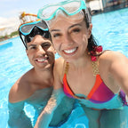 Supertrip Adult Swim Goggles Swimming Goggles with Nose Cover Elastic Fabric Strap Tempered Glass Snorkeling Gear for Adults