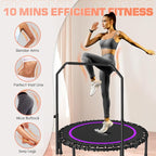 BCAN 40"/48" Rebounder Trampoline for Adult, 450/550LBS Fitness Trampoline with Bungees, Adjustable Handle, Stable & Quiet, Indoor Outdoor, Whole-Body Workout & Relaxation at Home for Women/Men