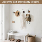 kuaima Coat Hooks Wall Mount, Round Walnut Wood Wall Hanger with Metal Double Hooks, Towel Robe Hooks Heavy Duty, Small, 4 Pcs