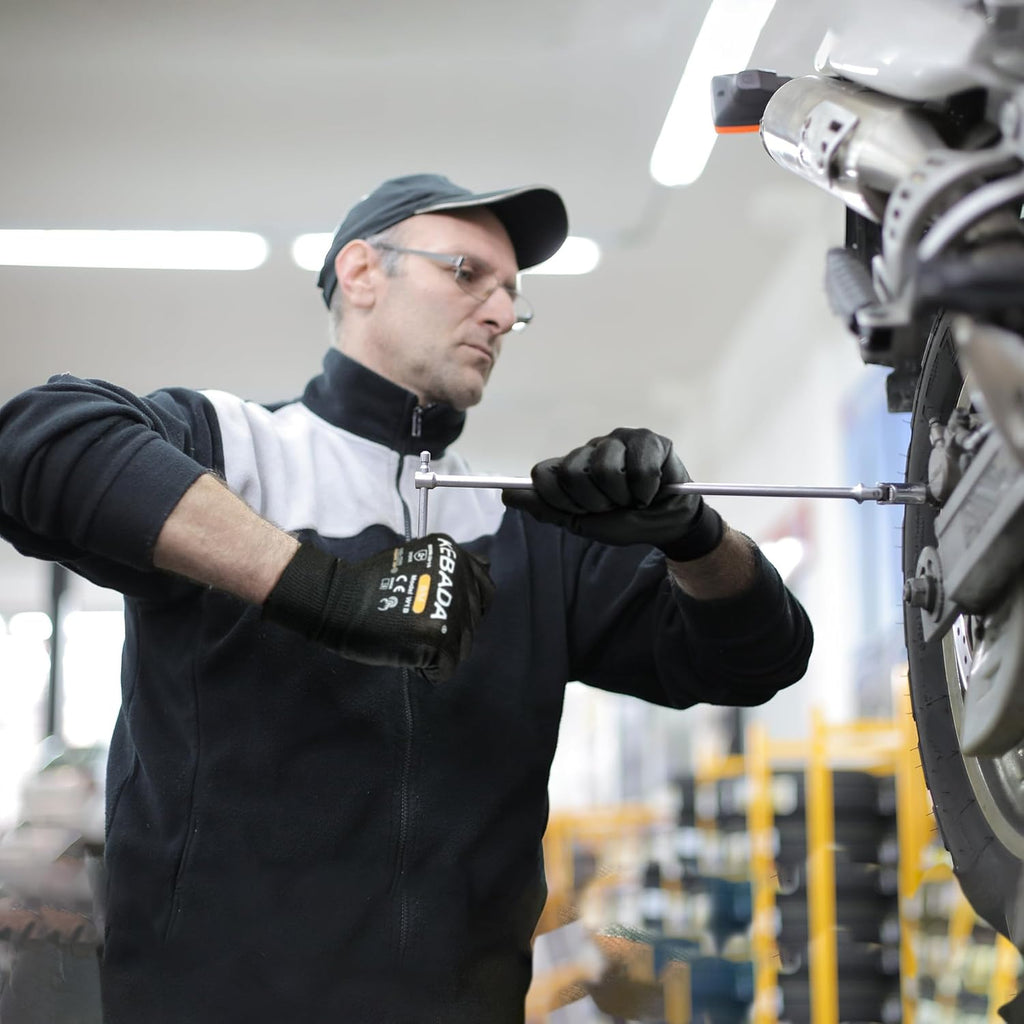 Kebada W1 Safety Work Gloves, PU Coated Touch Screen Work Gloves with Grip, Bulk Pack Working Gloves for Warehouse, Construction, Gardening and Mechanic Use, Black, 50 Pairs, Medium