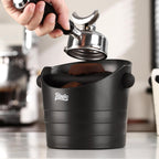 Bincoo Coffee Knock Box 6.8 Inch Shock-Coffee Ground Knock Box 1.2L with Removable Knock Bar and Non-Slip Base,Espresso Accessories Suitable for Home & Bar(Black 6.8 Inch)