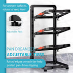 2 Pack Pot and Pan Organizer Rack, Heavy Duty Carbon Steel, Adjustable Tiers, Rustproof, Space Saver