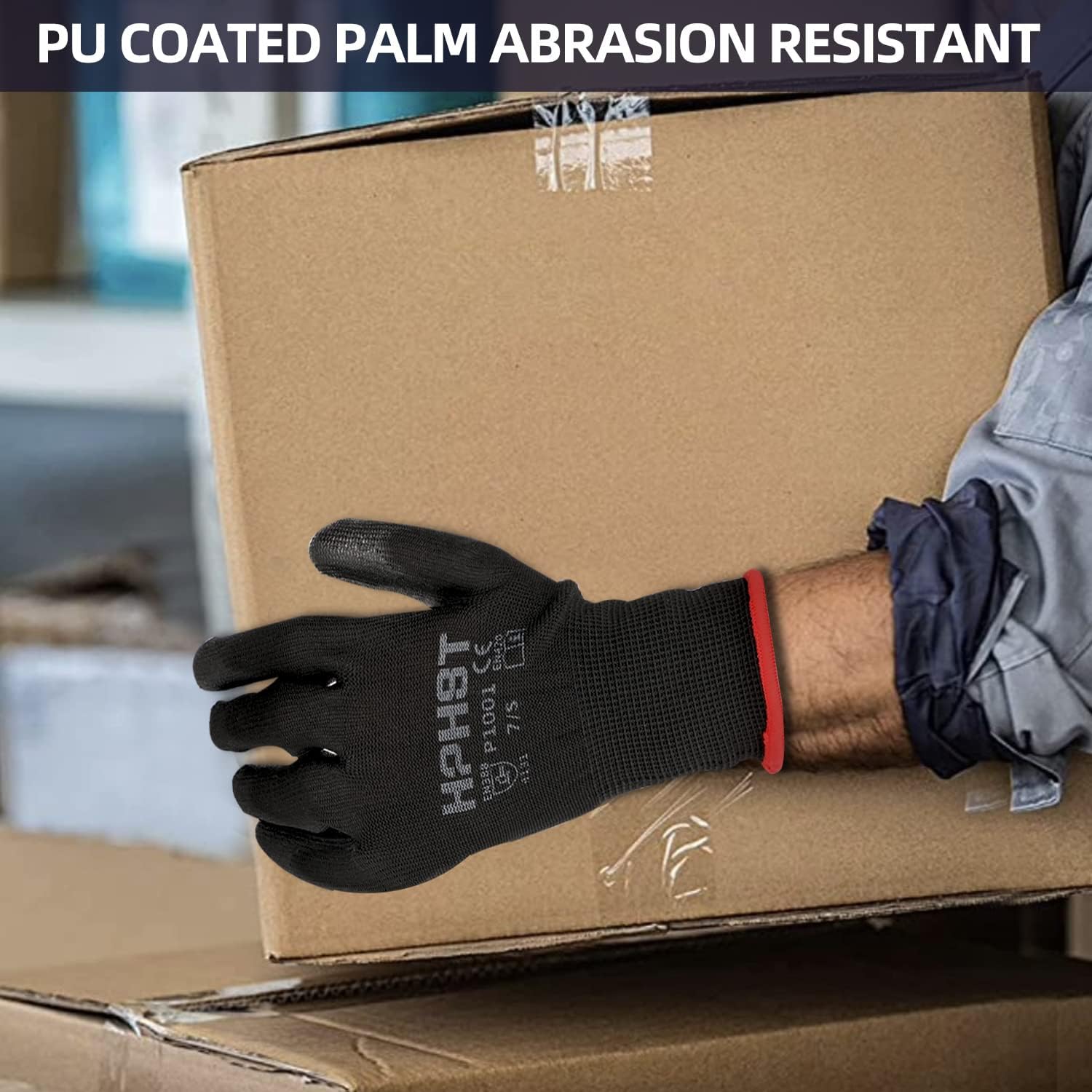 PU Coated Safety Work Gloves, 12 Pairs Work Gloves Mechanic Working Seamless Knit Glove with Polyurethane Coated Smooth