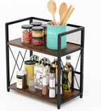 Aduanbang Coffee Bar Accessories Organizer, Seasoning Organizer, 2 Tier Wooden Kitchen Counter Shelf, Coffee Organizer Station for Countertop, Coffee Condiment Rack for Mugs, Cups, Cream, Syrup