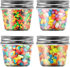 novelinks 4 Ounce Clear Plastic Jars Containers With Screw On Lids - Refillable Round Empty Plastic Slime Storage Containers for Kitchen & Household Storage - BPA Free (40 Pack)