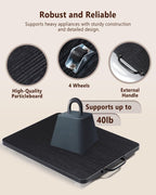 Appliance Slider, Sliding Tray for Coffee Maker, Coffee Pot Slider for Countertop, Kitchen Appliance Rolling Tray with Rubber Wheels,Large - Long, Black(12.5” x 16”)